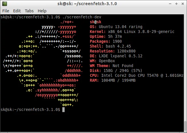 screenFetch: 命令行信息截图工具