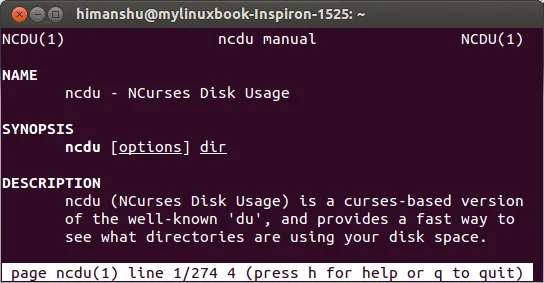 ncdu-基于Ncurses的磁盘实用工具