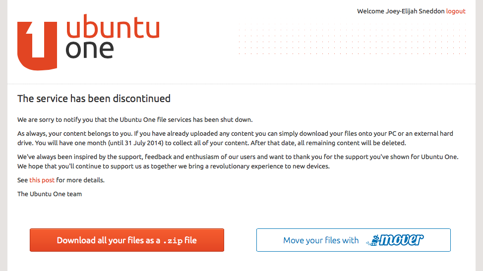 Ubuntu One服务正式关闭