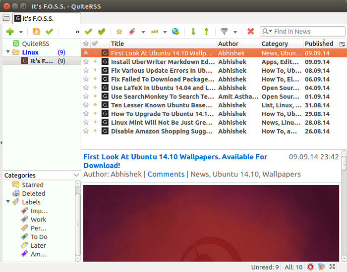 QuiteRSS: Linux桌面的RSS阅读器