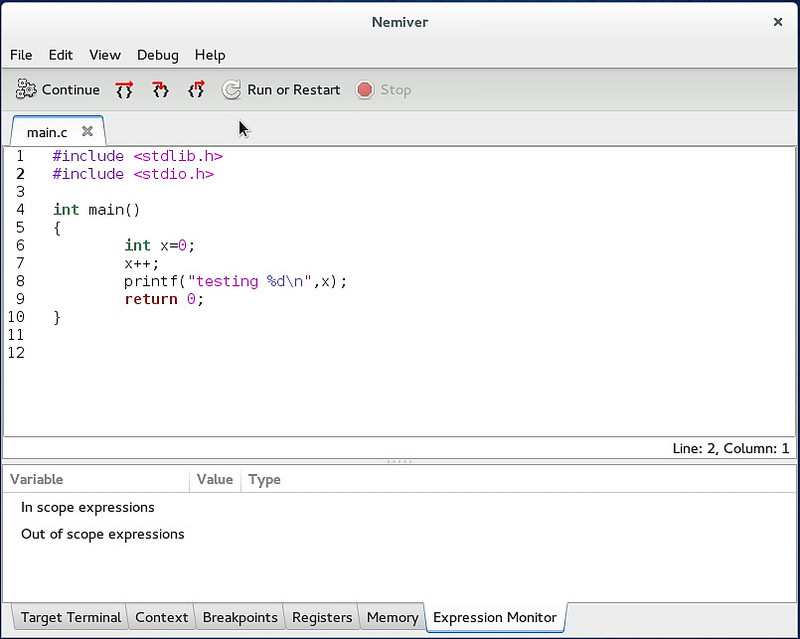 使用Nemiver调试器来调试 C/C++ 程序