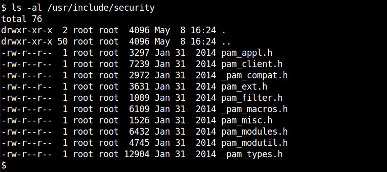 如何修复 “fatal error: security/pam_modules.h: No such file or directory”