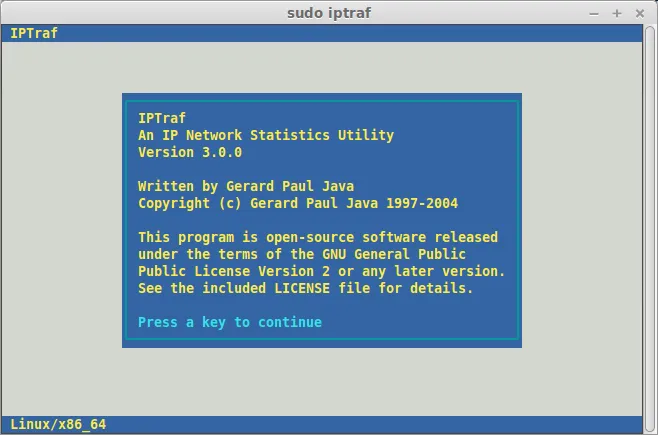 iptraf：TCP/UDP网络监控工具