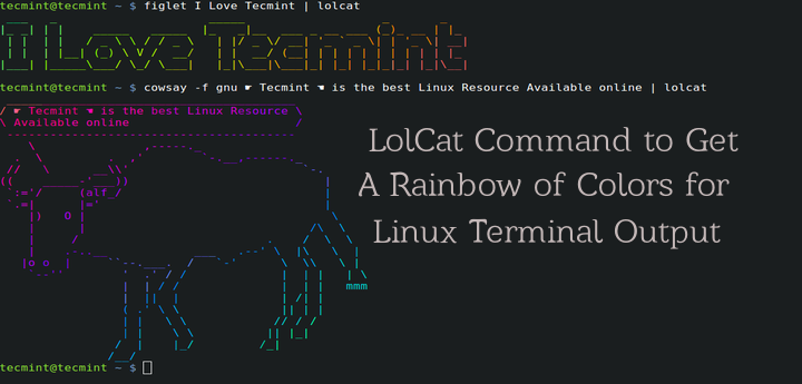 lolcat ：一个在 Linux 终端中输出彩虹特效的命令行工具