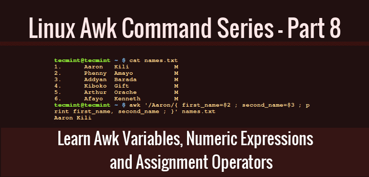 awk 系列：怎样使用 awk 变量、数值表达式以及赋值运算符