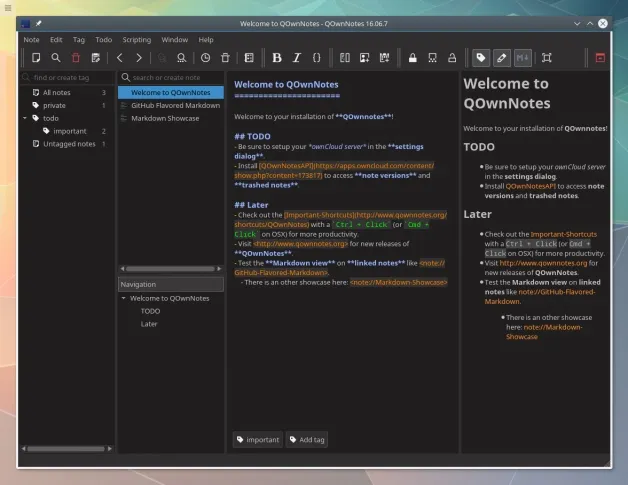 QOwnNotes：一款记录笔记和待办事项的应用，集成 ownCloud 云服务