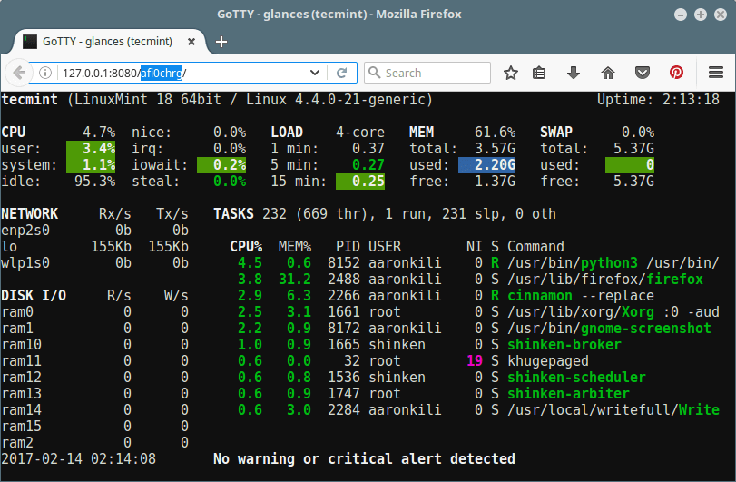 GoTTY：把你的 Linux 终端放到浏览器里面