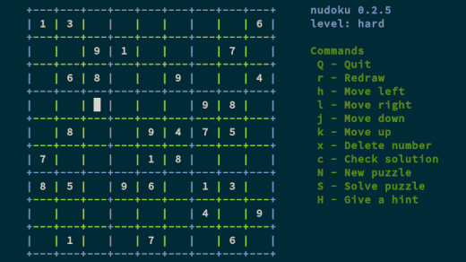 在 Linux 命令行中使用 nudoku 解决谜题