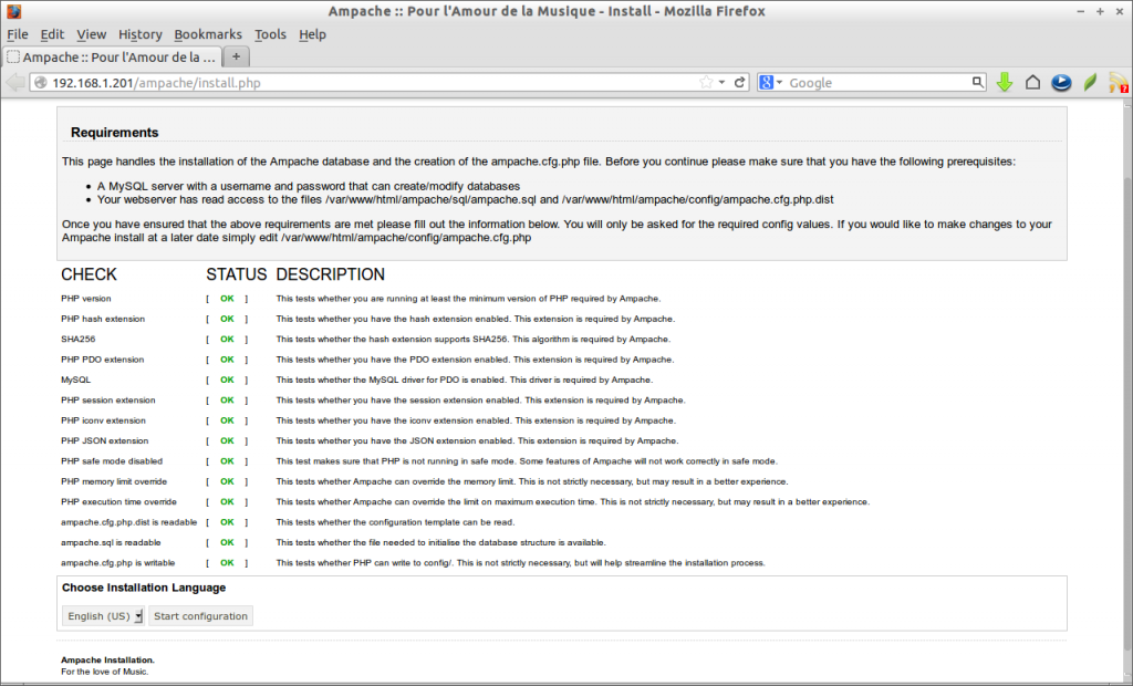 Ampache :: Pour l'Amour de la Musique - Install - Mozilla Firefox_001