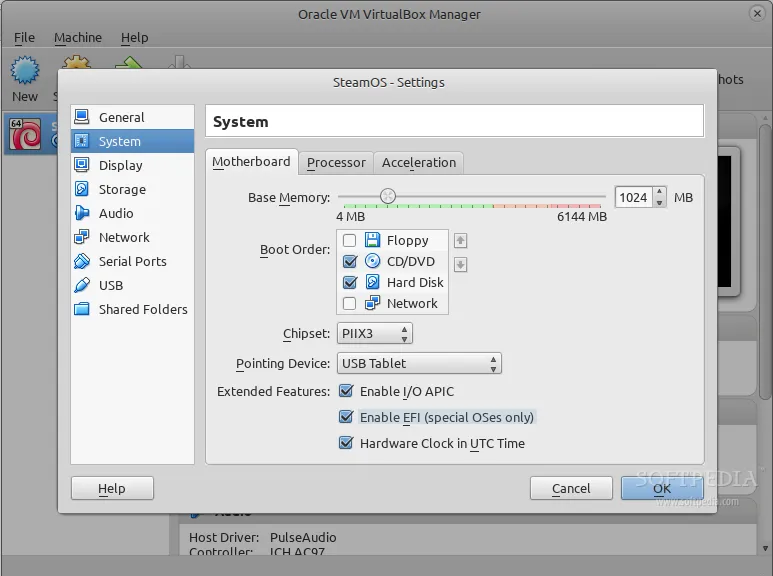 Enable EFI and remove Floppy