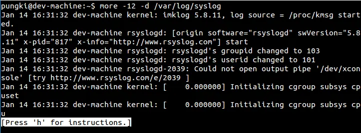 More displaying help message