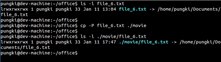 Copy using -P option