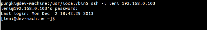 Ssh using -l option