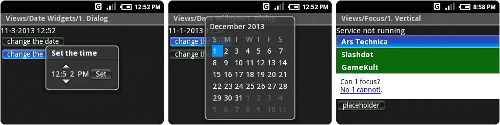 时间设置和日历，有点字间距问题，以及以Ars为特色的垂直列表测试。