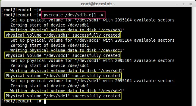 Create Physical Volumes in LVM