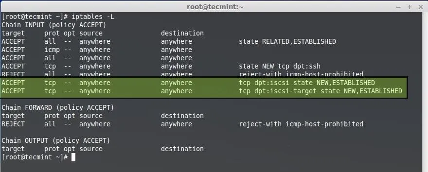 Add iSCSI Ports to Iptables