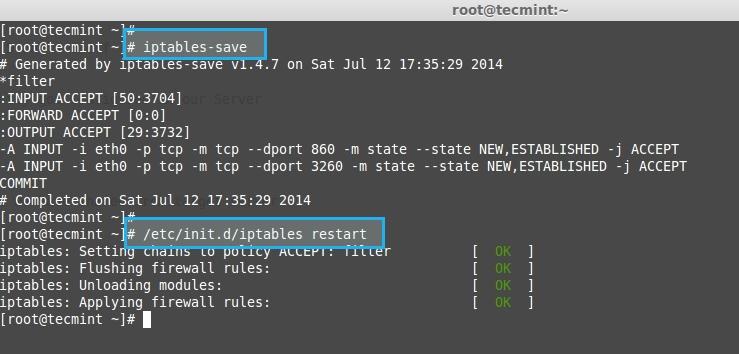 Restart iptables