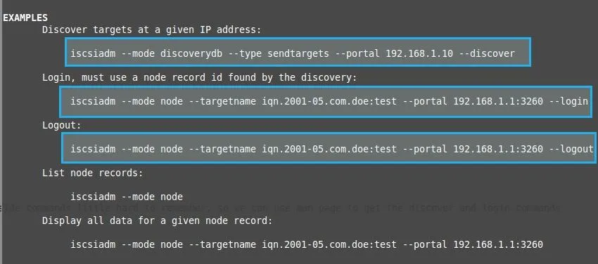 man iscsiadm