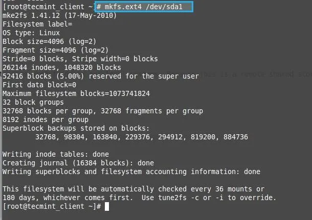 Format New Partition