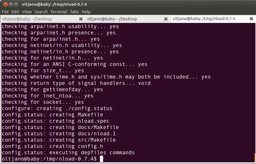 configuring packages for nload