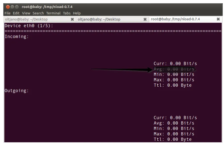 nload running on linux