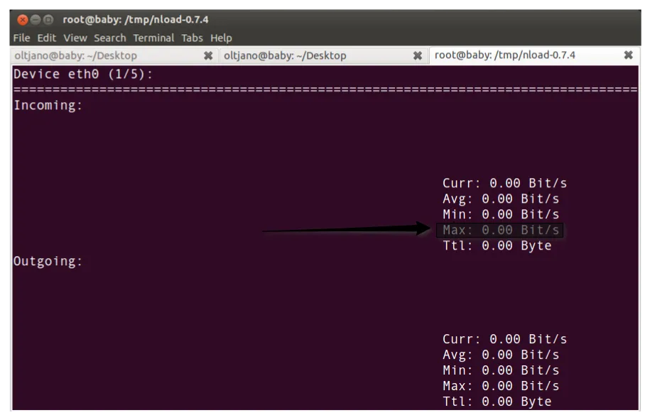nload running on linux