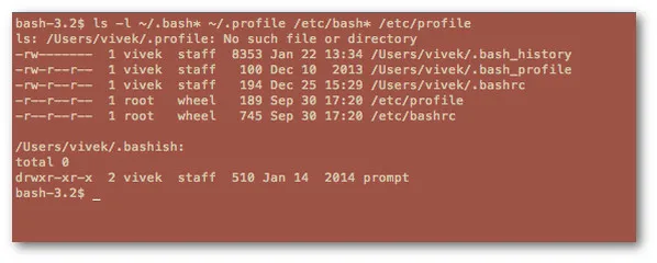 Fig.05: List all bash environment configuration files