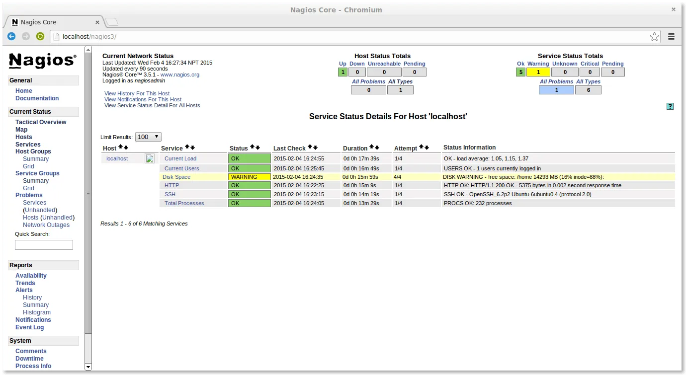 在 Chromium 浏览器中的 Nagios3