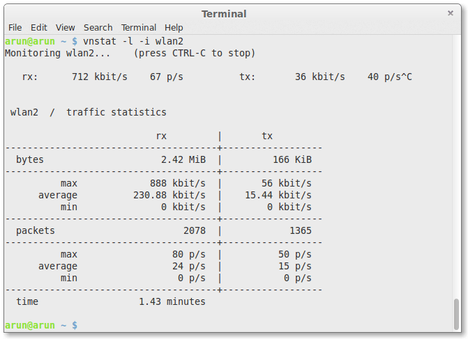 Vnstat 实时结果