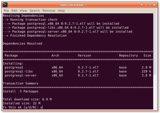 Installing postgresql