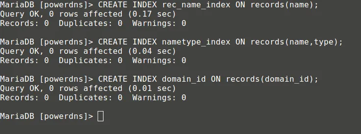Create Index of Table
