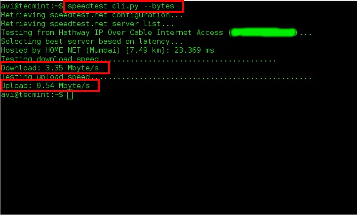 Test Internet Speed in Bytes