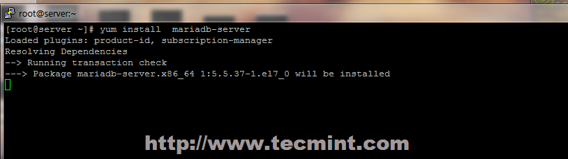 Install MariaDB in CentOS 7