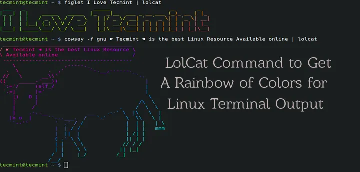 为终端生成彩虹般颜色的输出的 Lolcat 命令