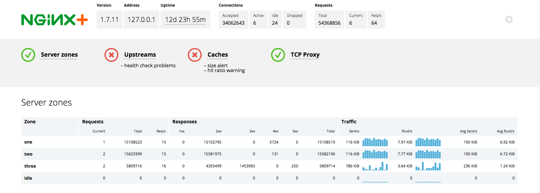 NGINX Plus status board