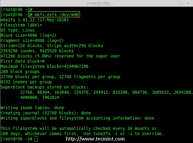Create File System on Raid