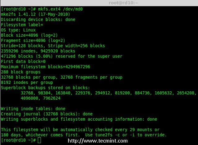 Create md Filesystem