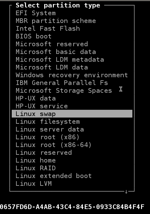 cfdisk-specify-partition-type-swap