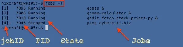 Fig.01: Displaying the status of jobs in the shell