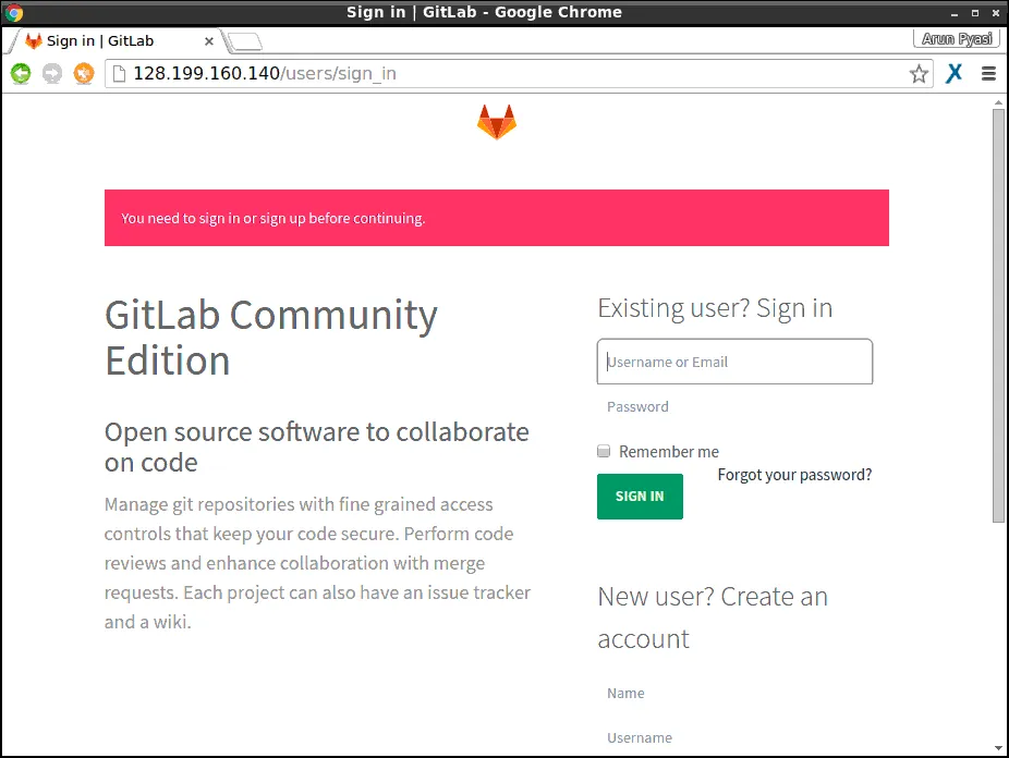 Gitlab Login Screen