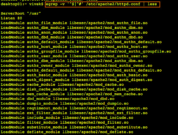 Fig.01: Unix/Linux Egrep Strip Out Comments Blank Lines