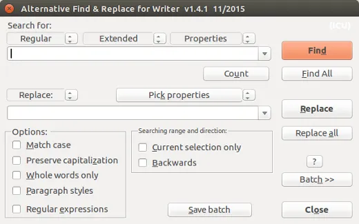 Alternative Find&Replace add-on