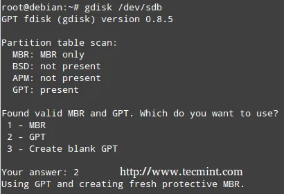 Create GPT Partitions in Linux