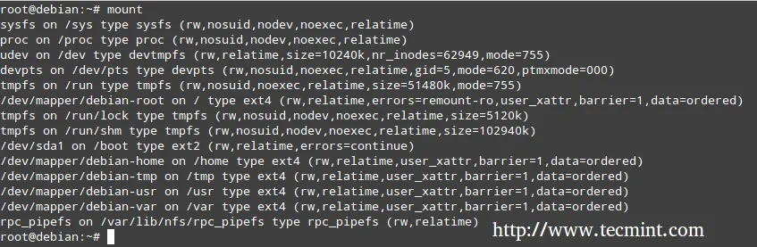 Check Mounted Filesystem in Linux