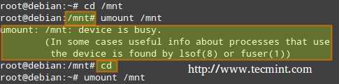Unmount Device in Linux