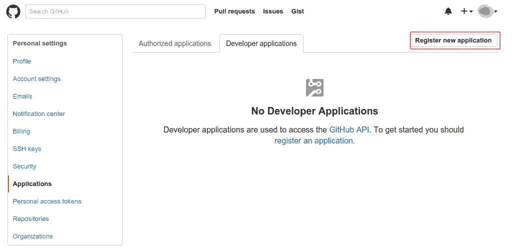 Registering App Github