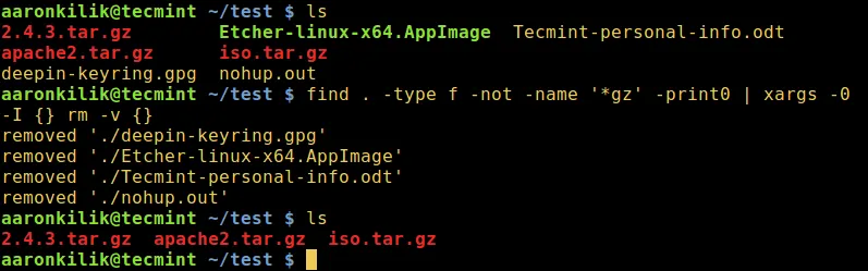 使用 find 和 xargs 命令删除文件