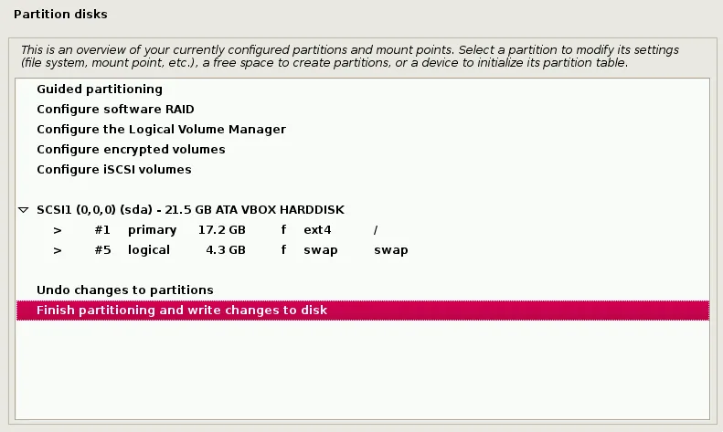 Confirm Disk Partition Write Changes