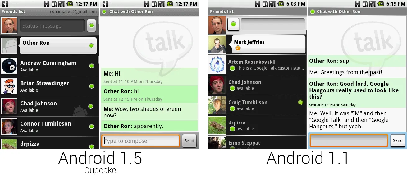 Google Talk运行在Google Talk中vs运行在IM应用中。