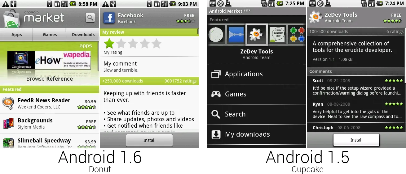 新版安卓市场——黑色比重减少，白色和绿色增多。